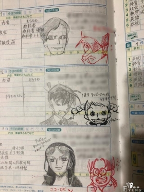 好老师是别人的！网友在联络簿绘制动漫角色，老师用漫画图神回应