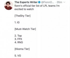 ESPN记者评LPL战队档次，第四档争议声较大