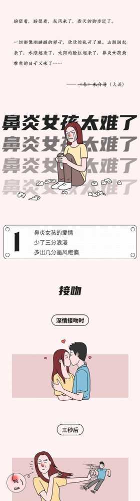 有鼻炎的女孩太难了，热烈接吻时想打喷嚏怎么办？（漫画）