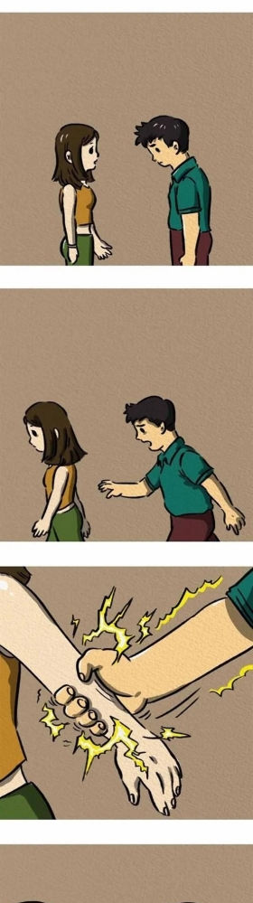 『无声漫画』海上度假的油腻男&amp;浑身带电的女友
