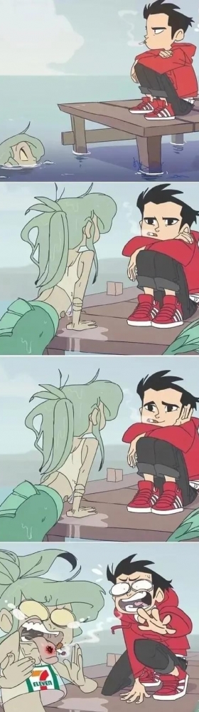 人性漫画：当美人鱼遇到岸上的少年，很暖却也发人深思的海边故事
